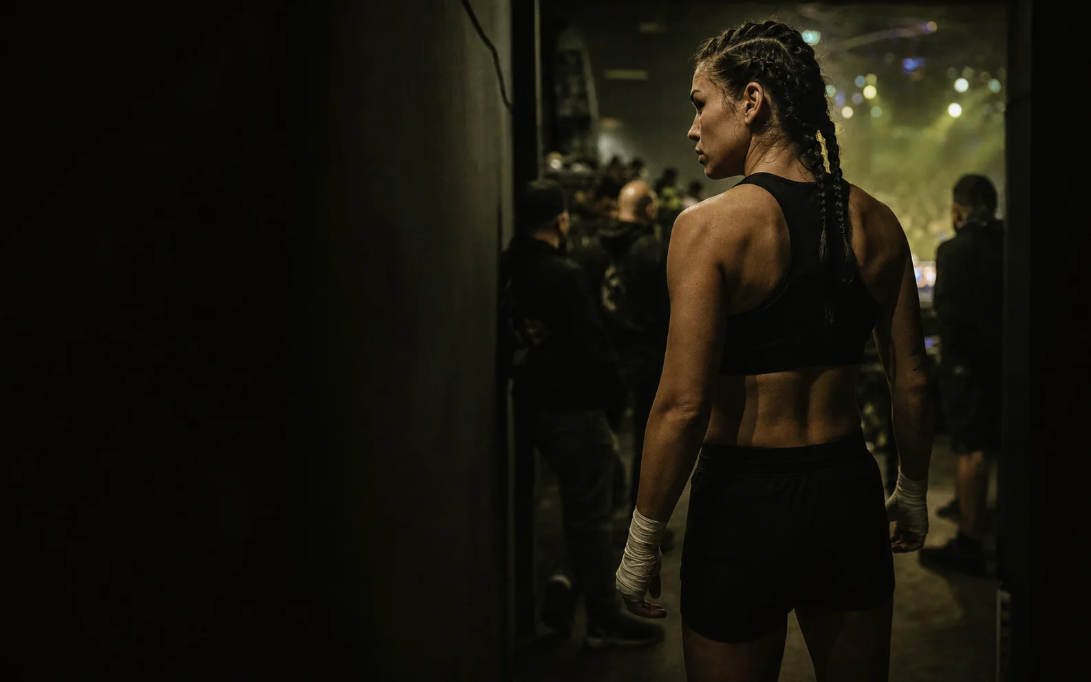 Independent combat athlete preparing to enter the arena